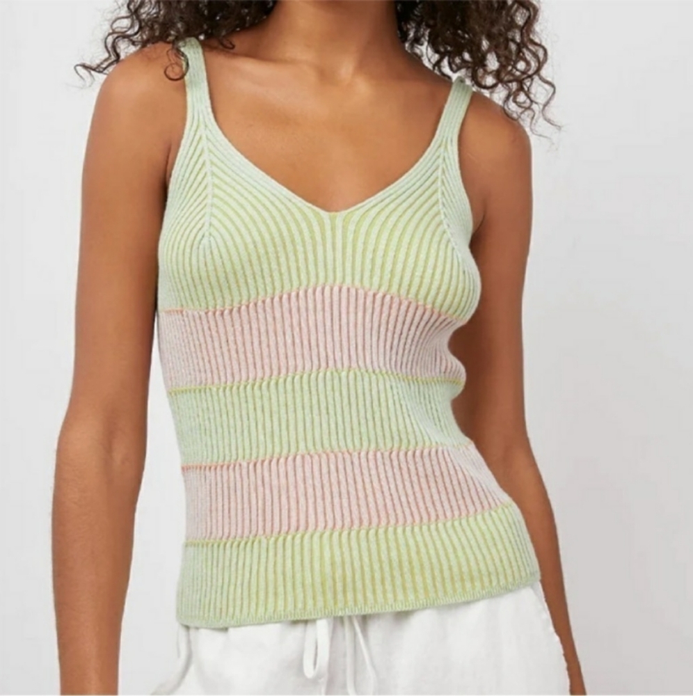 Rails Sunny Sweater Tank Top in Sherbert Rib Stripe Silk Blend Size Small